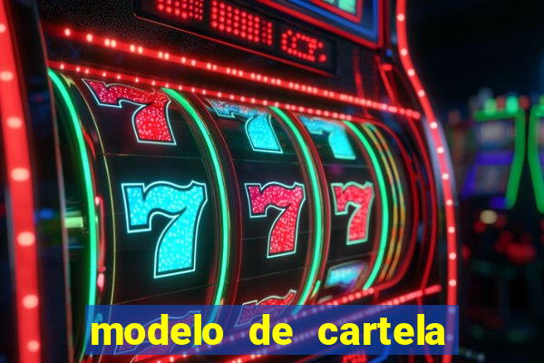 modelo de cartela de bingo em branco